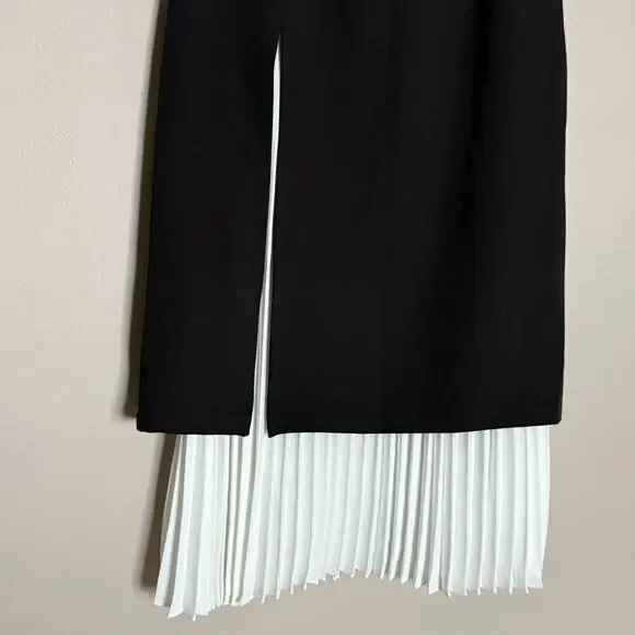 Commence Two Tone Pleated Long Skirt~Black/White~NEW w/Tags~Large - Picture 3 of 14